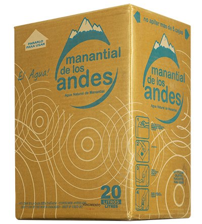 caja de agua mineral de Manantial de los Andes